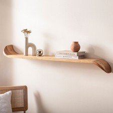 Mensola da parete in legno massello di mango sospesa legno fatta a mano curva 100 cm