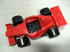 Lego Duplo Ferrari F1 Red Race Car from set 4693 and Duplo Race Car Driver #1