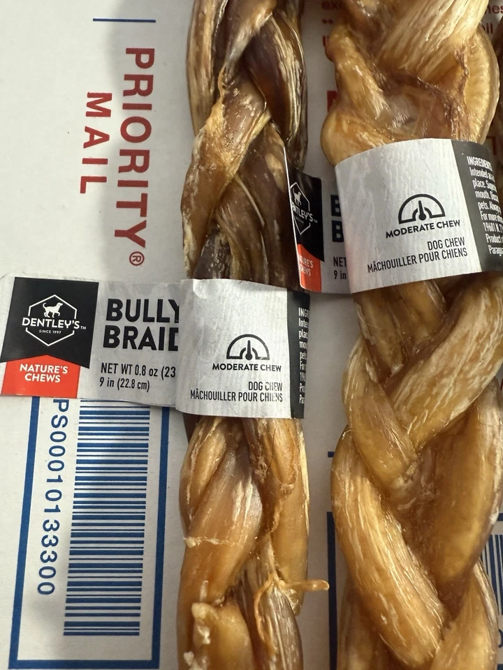 Dentley’s Bully Trenza Perro Mastica (12) ¡Palitos de 9""! ¡NUEVO! ¡Envío gratis! 🐕 Foto 3 de 4