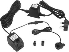 Submersible Water Feature Pump 12V AC 600L/H LED Light 10m Cord 2 Nozzles for