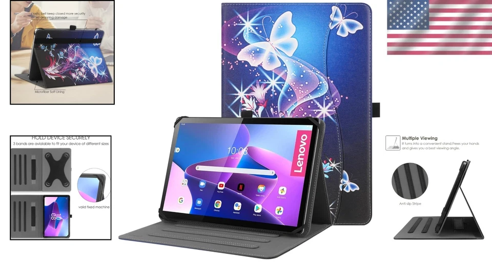 Tablet Hülle Universal 9-11 Zoll PU  Stand Folio mit Handschlaufe - Bild 2 von 4