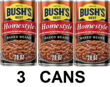 BUSH'S Best Homestyle Baked Beans 28 oz Can Tangy Bacon Shelf Stable - 3 PACK