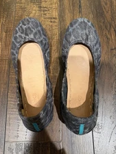 Tieks Snow Leopard Limited Release Gray Leather Ballet Flats Size 8 EUC