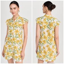 alice + olivia Jem Ruffle Sleeve Mini Shirt Dress in Stargazer Multi Size Small