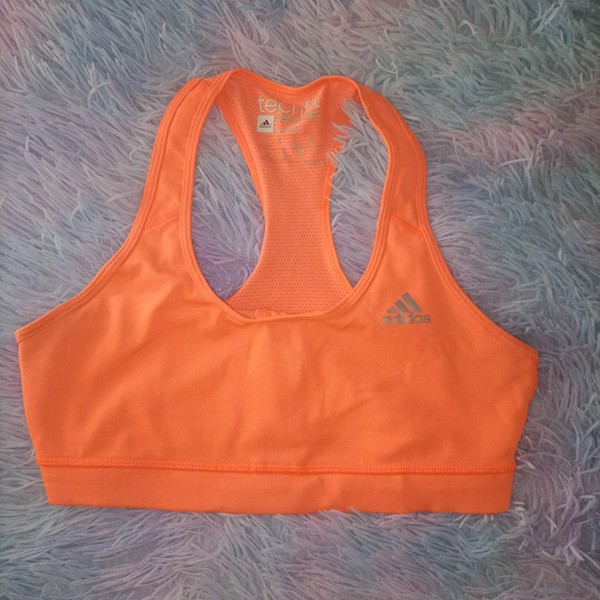 Adidas Techfit Sports Bra Orange Medium Support Racerback Women’s Size S