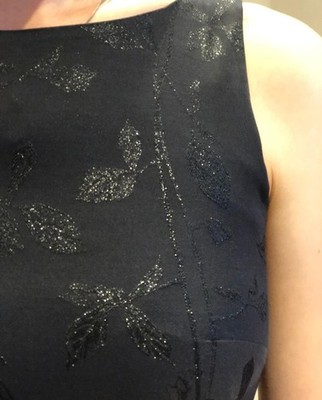 Karen Millen Bodycon Dress UK 10 Black Stretch Gold Shimmer Detail