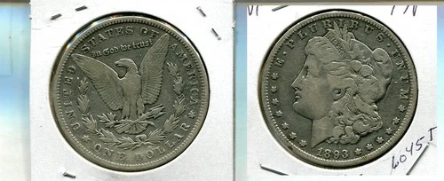 1893 P MORGAN SILVER DOLLAR VF 6045T