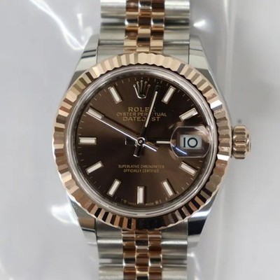 2025 New Rolex 279171 28mm 18K Rose Gold Steel Chocolate Dial Lady's Watch