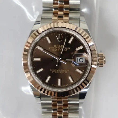 2025 New Rolex 279171 28mm 18K Rose Gold Steel Chocolate Dial Lady's Watch