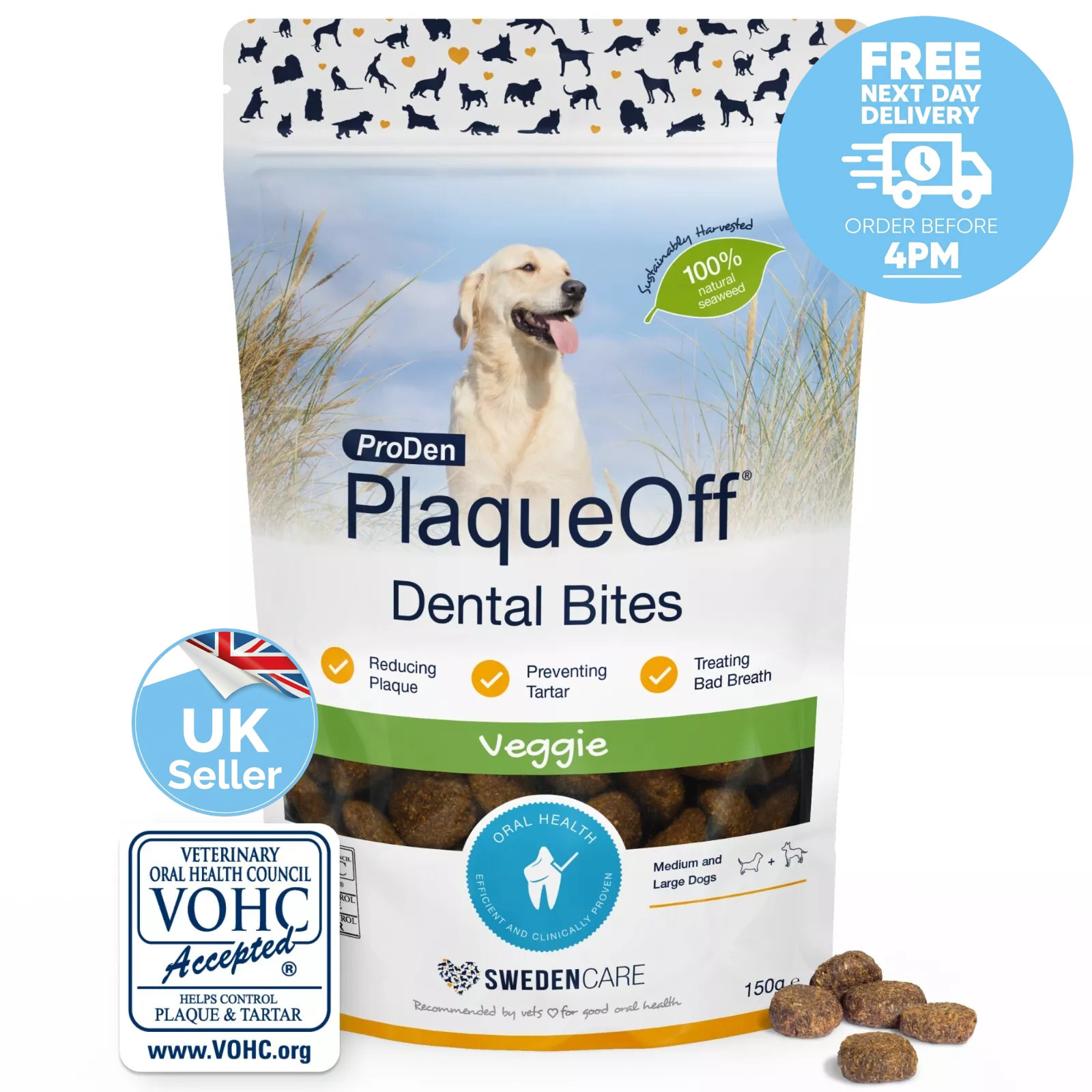 Dental PlaqueOff Dental Bite for Large Dog Removes Plaque Tartar and Bad Breath
