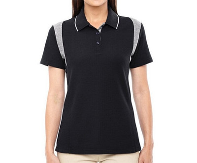 Devon & Jones Womens Short Sleeve Polo Shirt M Black & Gray Golf Cotton NWT