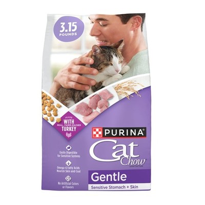 Cat Chow Gentle, Sensitive Stomach Dry Cat Food, Turkey, 3.15 lb Bag