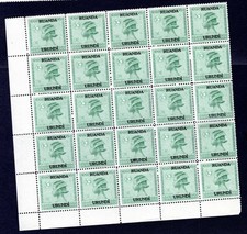 1924 RUANDA URUNDI OVERPRINT BELGIAN COLONY  AFRICA  10c Baluba MNH Block of 25