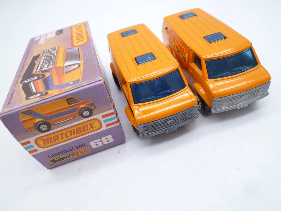VINTAGE MATCHBOX SUPERFAST No.68e CHEVROLET VAN PAIR / ONE ORIGINAL BOX 1980 - Image 3 of 4
