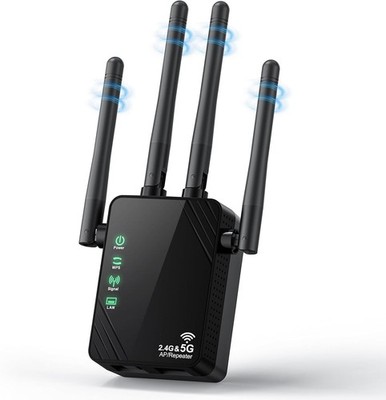 WiFi Extender Signal Booster for Home and Outdoor, Dual Band 1200Mbps Internet E