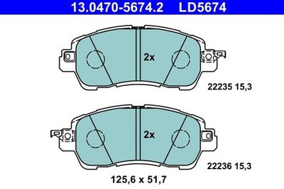ATE 13.0470-5674.2 Ceramic Belagsatz für MAZDA
