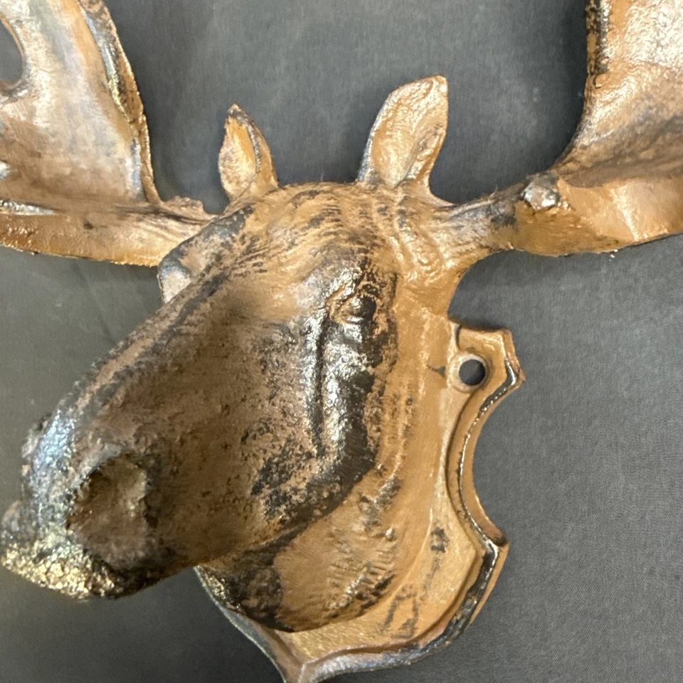 Arte colgante de pared vintage de hierro/metal con cabeza de alce Foto 4 de 4