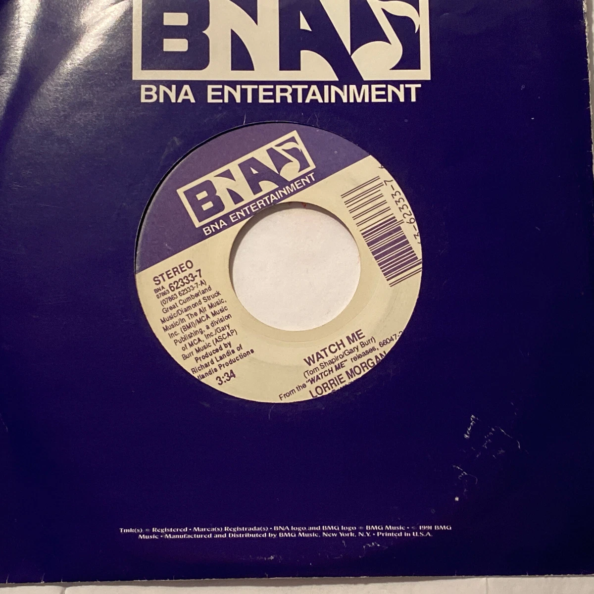 Lorrie Morgan - Watch Me/She's Taking Him Back. BNA RECORDS 45 RPM 7in VINYL