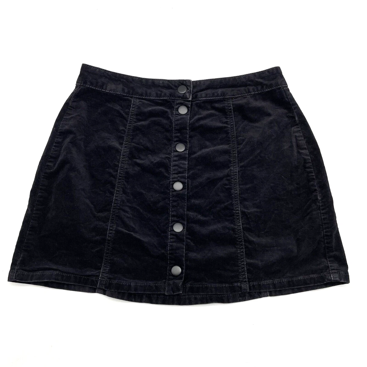 Black faux suede top a line skirt