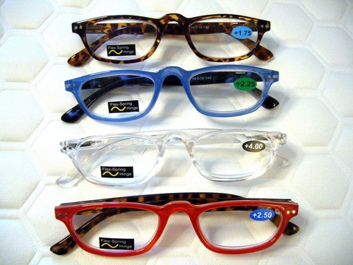 Men's 1/2 Moon Reading Glasses 1.25 ~ 4.00 Women's Poly Plastic Flex Arms~R221S - Afbeelding 1 van 16