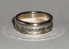 CANADA  COIN RING MADE FROM SILVER CANADIAN HALF DOLLAR (50 cents) SIZE 7-13