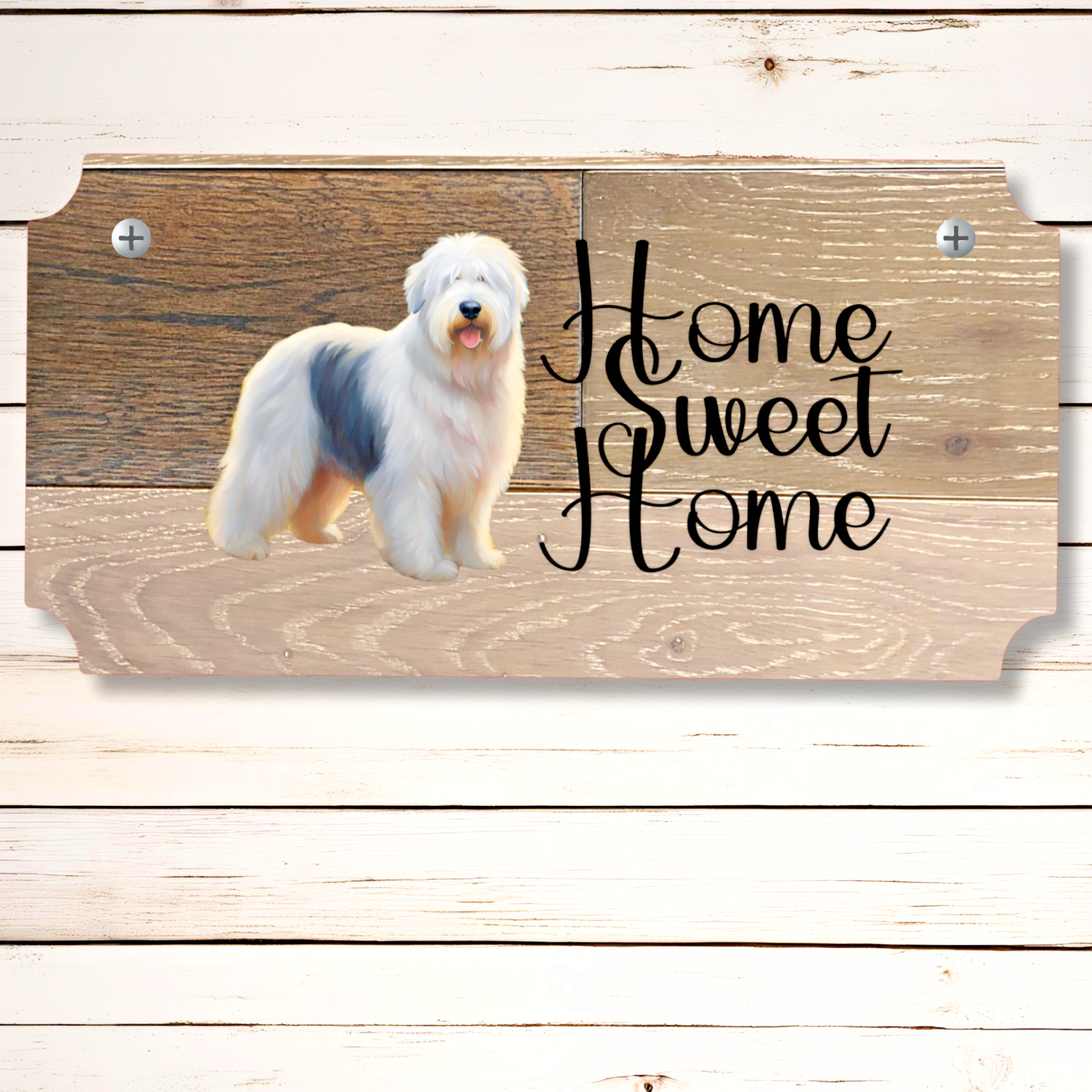 Old English Sheepdog Wall Mount Key Rack Organizer 10x5 Sublimated MDF Board