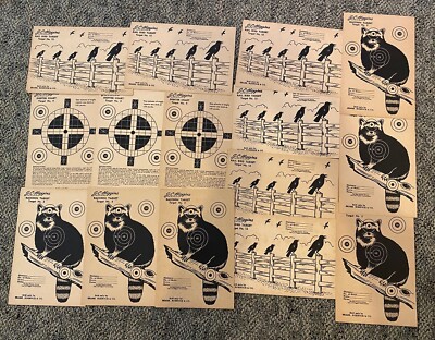 Lot Of  15 Vintage JC Higgins Rail Bird Raccoon Sighting Targets Sears Roebuck