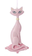 KURT S. ADLER CLAYDOUGH PINK CAT CHRISTMAS ORNAMENT STYLE 1