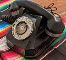 Vintage Original Black/ Chrome Automatic Electric Co Monophone Rotary Telephone