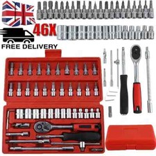 46pcs Metric Socket Set 1/4" Drive Screwdriver Set Ratchet Torx Hex Wrench Bit