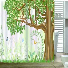 Plants Under Trees 3D Shower Curtain Waterproof Fabric Bathroom Decoration