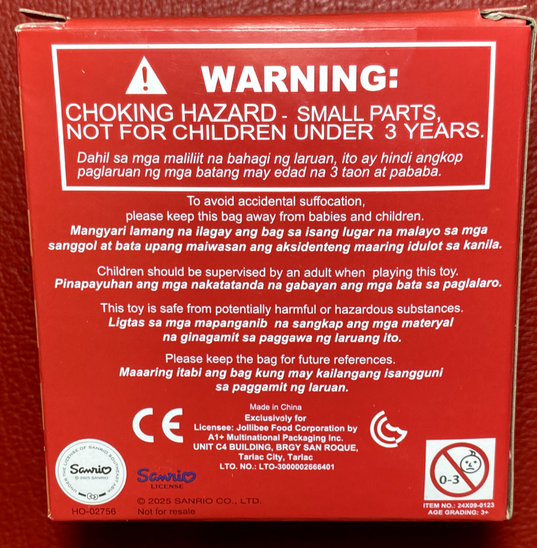 JOLLIBEE SANRIO HELLO KITTY MY MELODY KURUMI CINNAMOROLL BLIND BOX