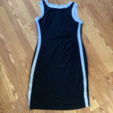 Lauren Ralph Lauren Black & White Sleeveless Side Ruched Bodycon Dress Size 14