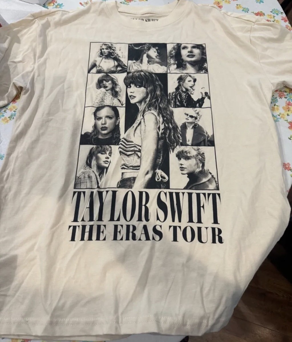 Taylor Swift The Eras Tour Official Merch Cream/Beige T-Shirt Size