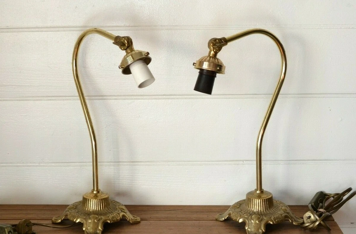 Vintage brass metal lamps lighting articulated head ornate french provincial
