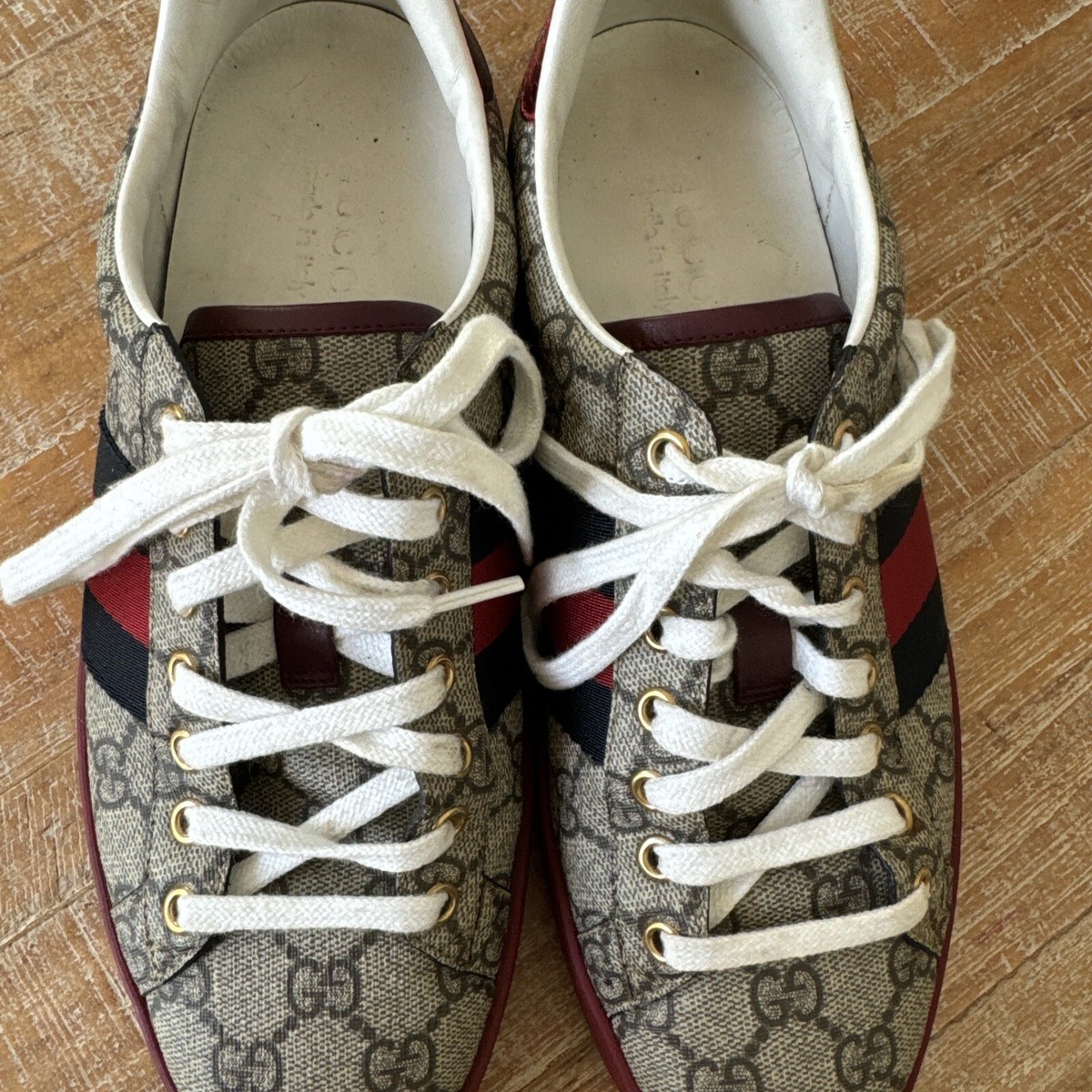 Gucci Men's Ace GG Supreme Monogram Canvas Sneakers Size 6