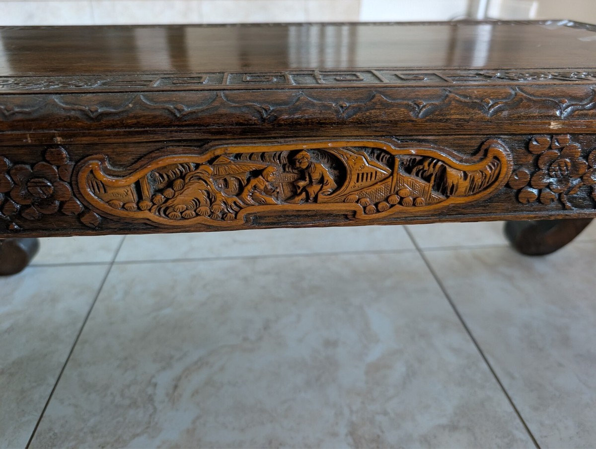 Exquisite Vintage George Zee & Co. Ming Style Carved Camphor Wood