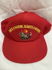 USMC Once A Marine Always A Marine Red Bulldog Patch Cap Hat Snap Back USA Made