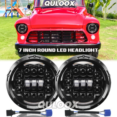 7'' round LED Headlights Hi/Lo for Chevy Truck 47-1957 C20 30 Pickup 61-1974