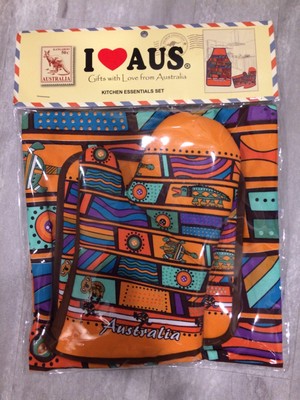 I Love Australia Kitchen Gift Set Apron Potholder Oven Mitt