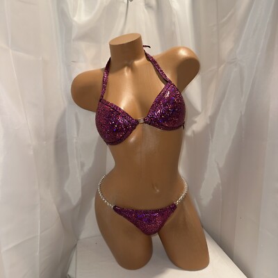 NPC competition bikini posing suit Fuchsia  hologram32 B  CUP