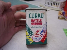 Curad Battle Ribbon Plastic Bandages .43 cents Advertising Tin Embossed