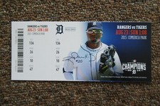 DETROIT TIGERS VS TEXAS RANGERS 8/23/2015 FULL TICKET ~ GIMENEZ/NAPOLI HRs