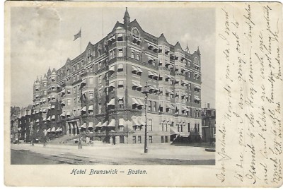 1905 Boston Massachusetts Hotel Brunswick ''Missent'' 3 Postmarks Monson Warren