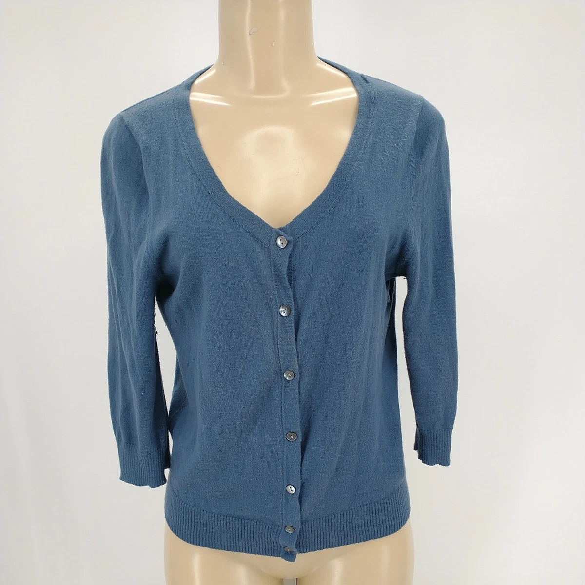 Gap Cardigan Women s Size M Blue Crew Neck Button Up Made with Cashmere