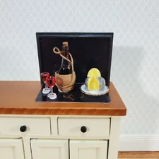 Miniature Chianti Wine Bottle with Cheese & Filled Glasses 1:12 Scale by Reutter