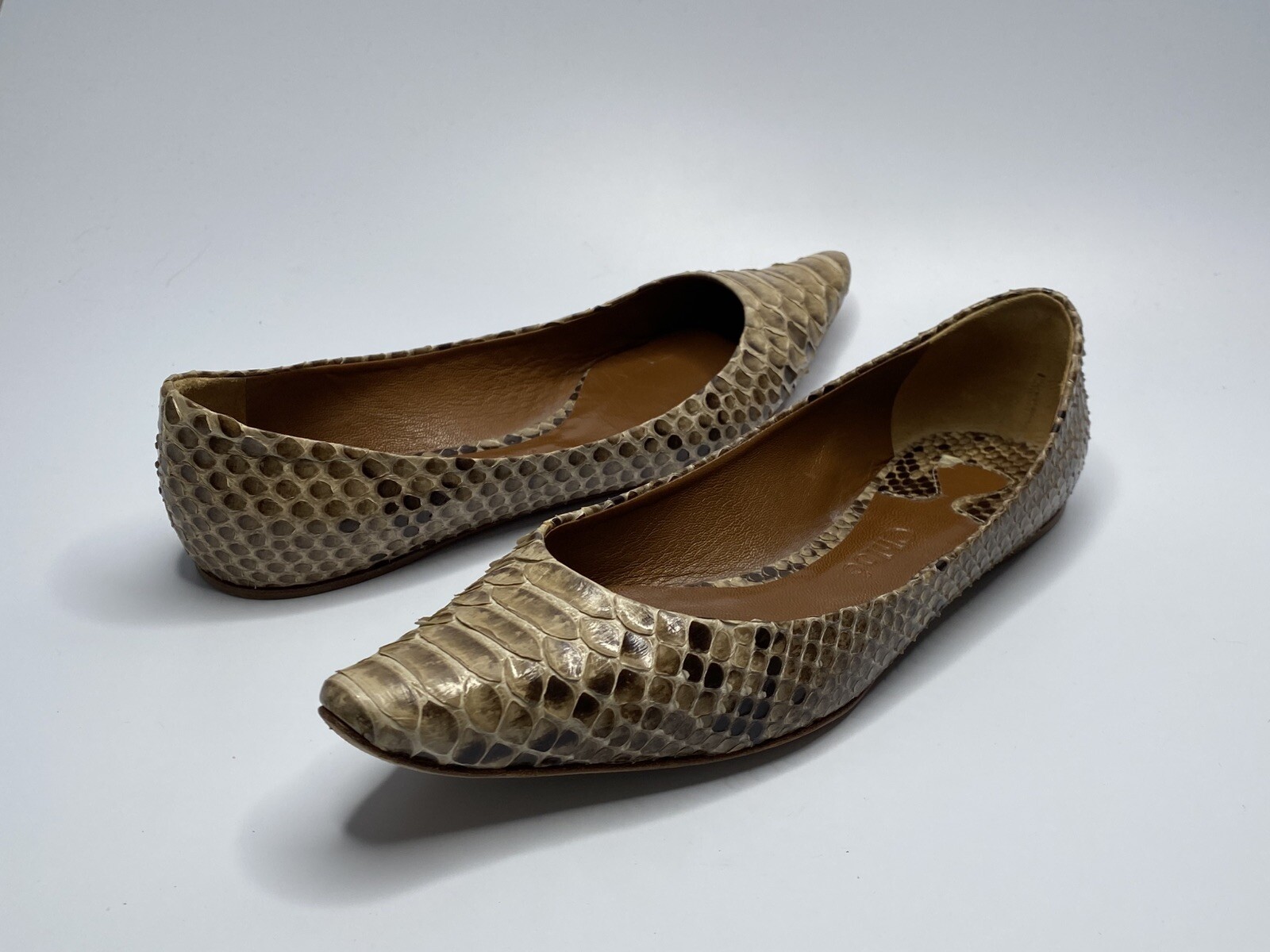Chloe Marcie Python Beige Brown Ballet Pointed Fl… - image 17