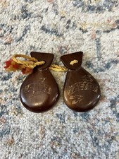 Vintage Cuban 3" Real Wood Castanets Musical Clappers Varied Styles