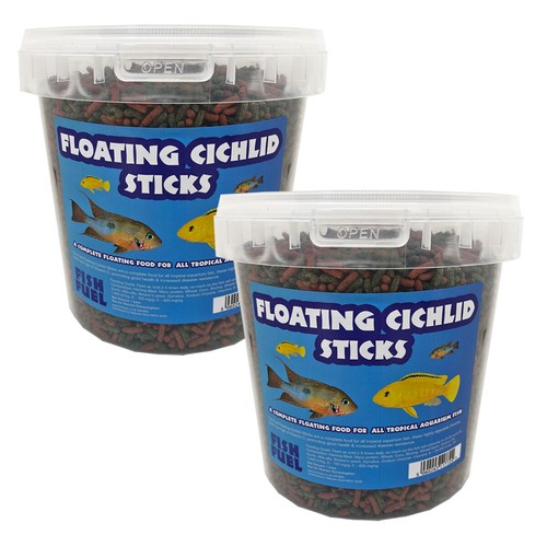 Fish Fuel Floating Cichlid Sticks 1 Litre Bucket Aquarium Food, Cichlid