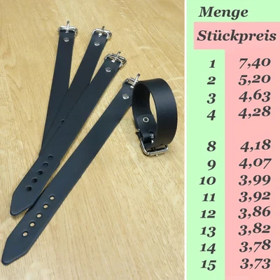 MARKENLOS 1-15 Stück Lederriemen mit Schnalle 24cm x 2cm Leder Riemen Lederband Ledergurt